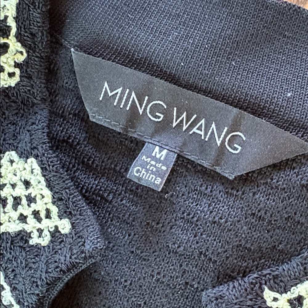 Ming Wang Black Jacket with Cream Abstract Stitching - Picture 6 of 8